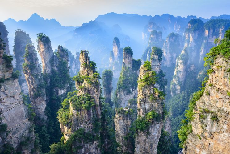 Bei der WORLD INSIGHT Erlebnisreise oder WORLD INSIGHT ComfortPlus Reise entdecken wir die malerische Landschaft von Zhangjiajie. Die Felsformationen dienten als Kulisse in den Avatar-Filmen.