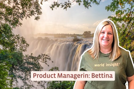 Product Managerin Bettina vor den Victoriafällen